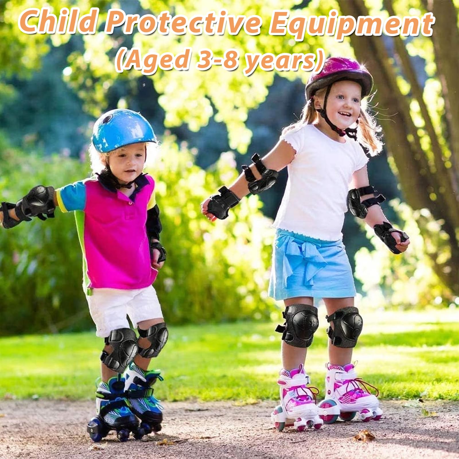 Ginocchiera Bambino Set Riisoyu - Casco, Ginocchiere, Gomitiere E Polsiere Per Skate E Pattini Protezioni Bambini