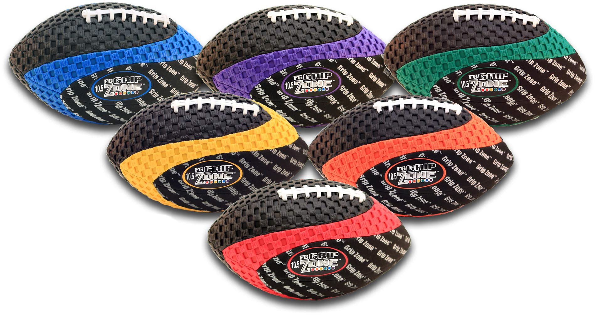 fun gripper Grip Zone (V) 8.5 Inch Pee Wee Footballs - Assorted Colors- Easy Grip Mesh Footballs (Set of 6) Assorted Colors by: Saturnian I PE