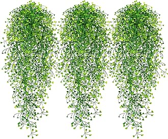 Fake Hanging Plants, 3pcs Faux Hanging Plants, Artificial Plants Ferns Ivy Vine for Wall House Indoor Outdoor Room Home Decor