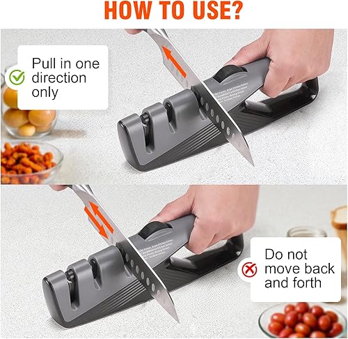 Miniatura 5 de Afilador de cuchillos con 5 ángulos ajustables, herramienta afiladora de cuchillos gruesa y fina, afilador de cuchillos manual de mano para todos