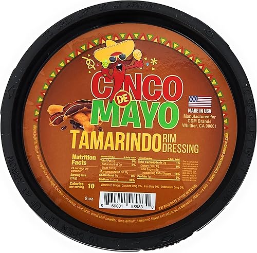 Cinco de Mayo Tamarindo - Aderezo para llanta de cóctel (1 recipiente de 7.6 onzas), Tamarindo de 7.6 onzas, 1 paquete