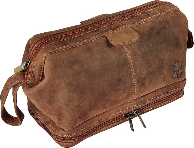 Mens Leather Wash Bag - Handcrafted Toiletry Bag for All Your Travel Toiletries