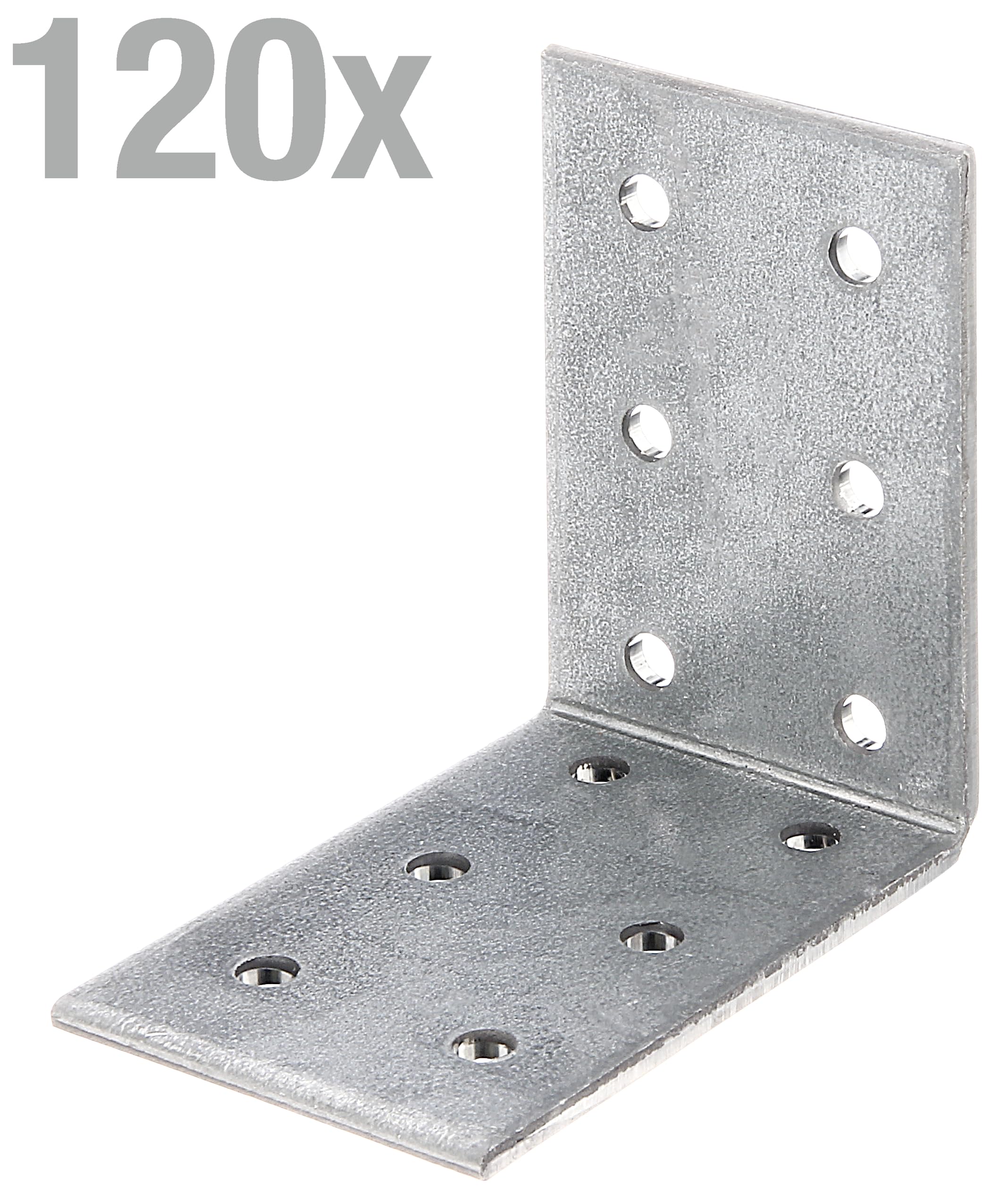 Alberts 846633 Pletina de ángulo perforada, Galvanizado Sendzimir, 60 x 60 x 40 mm, Juego de 120