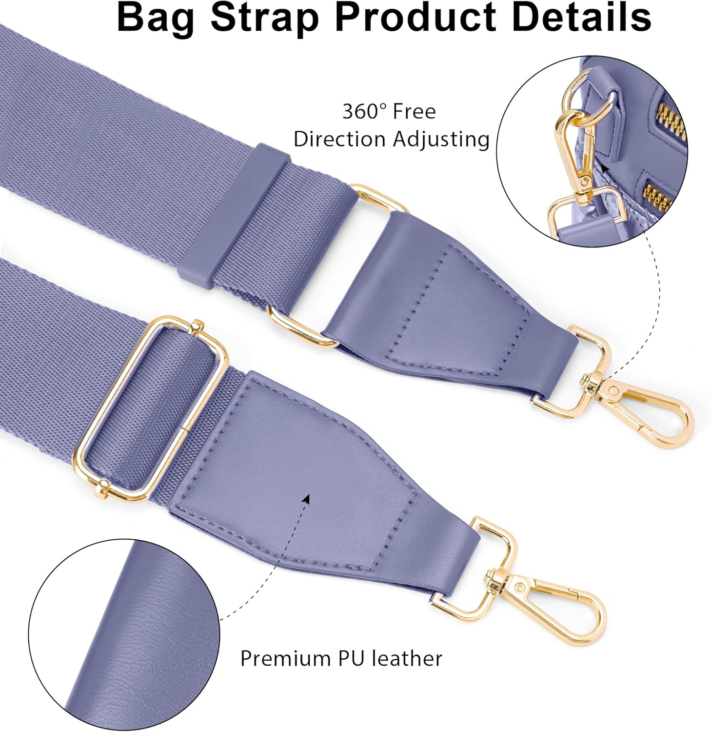 FODOKO bag Straps Replacement, Crossbody Bag Straps for Handbag,purse strap,2" Leather End Shoulder Strap Adjustable - Image 3