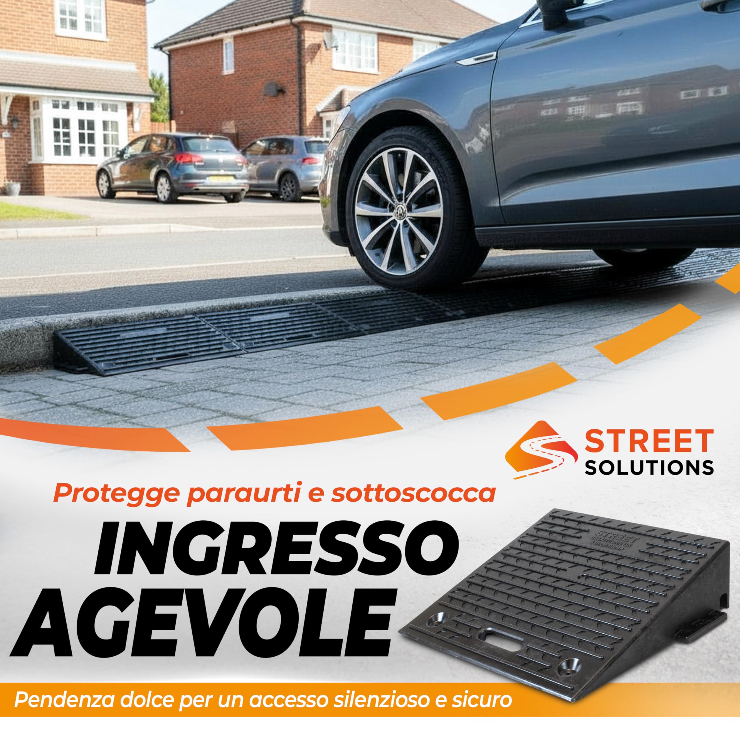 Street Solutions UK Set 2 Rampa per Disabili e Sedia - Rampa per Sedia a Rotelle 10 cm - Rampe per Disabili in Gomma Antiscivolo per Marciapiede, Garage, Moto e Soglia