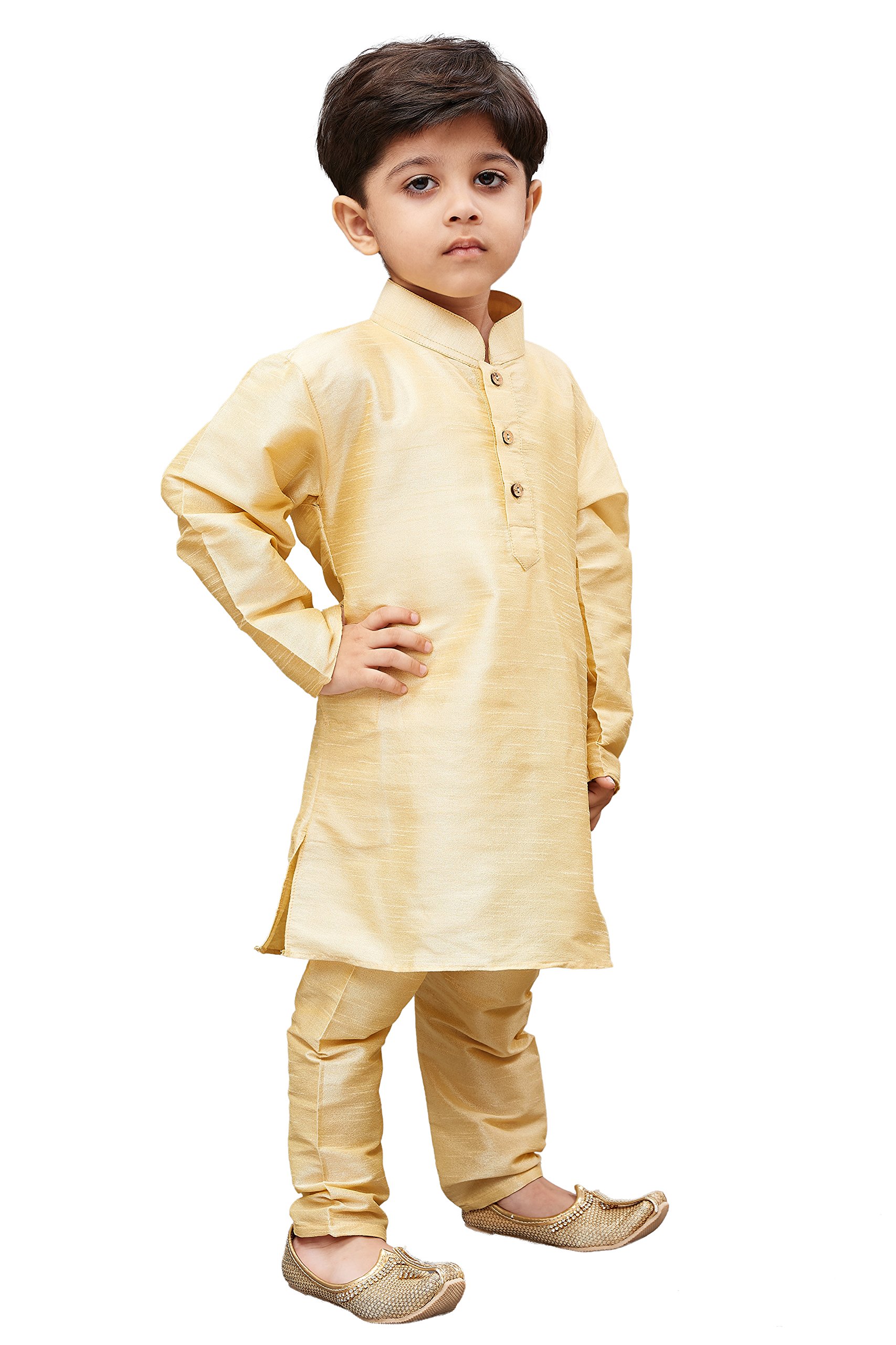 JBN Creation Set pigiama e kurta in cotone e seta per bambini (Gold_VASBKGO001nPGOa_18-24 mesi)