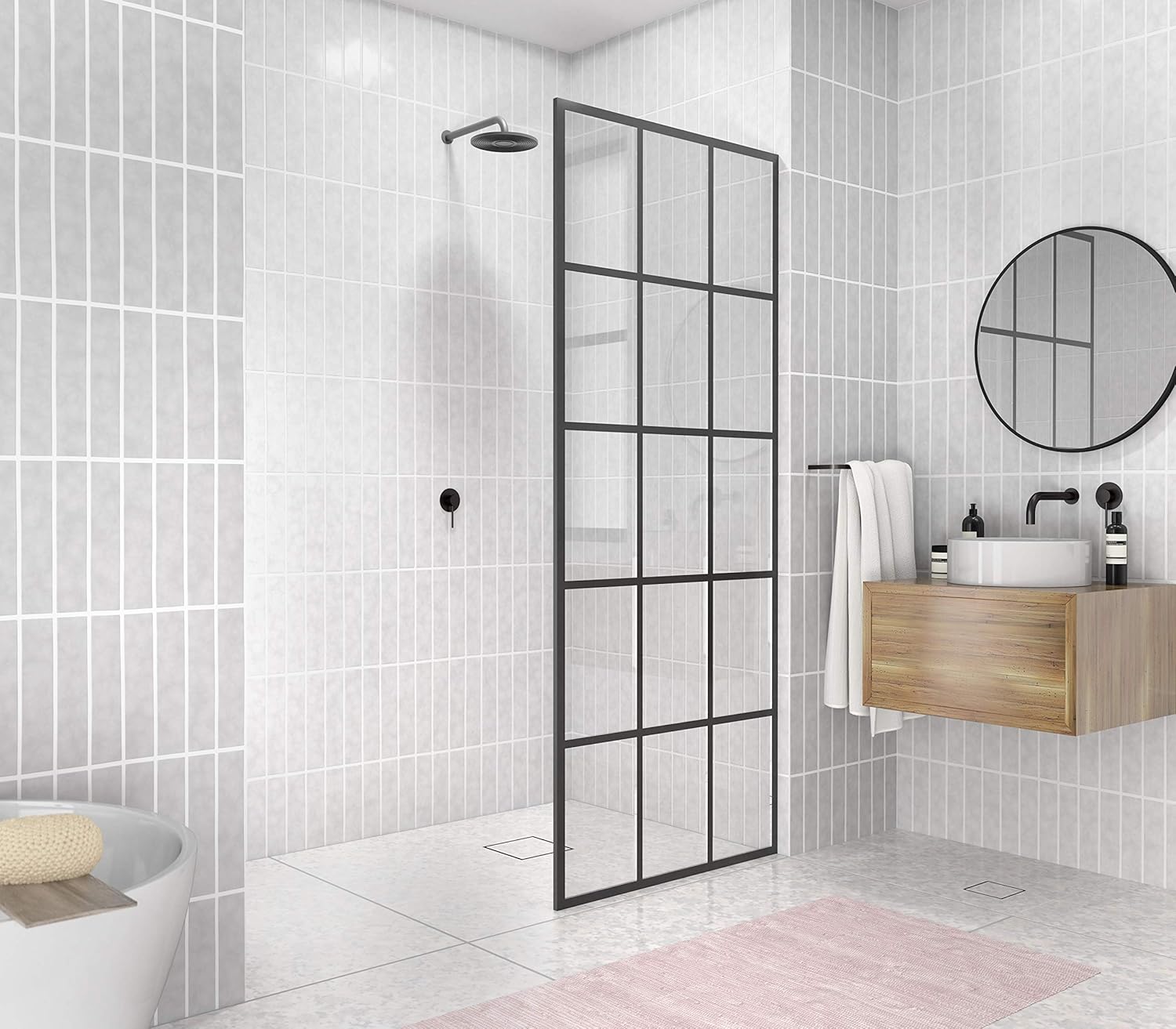 Glass Warehouse 78” x 32" French Monture Noir - Single Fixed Panel