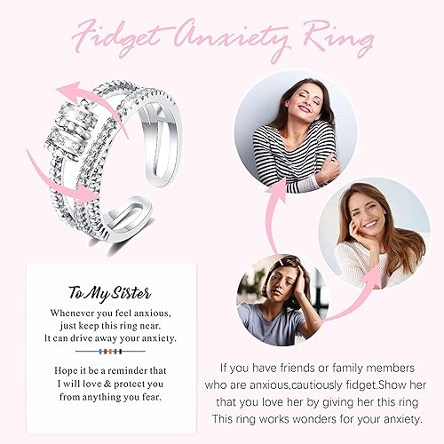 Miniatura 49 de choice of all Anillo giratorio para mujer con texto en inglés «To My Daughter/Wife/Sister/Mom», regalo para hija de mamá, madre e hija, anillo C3