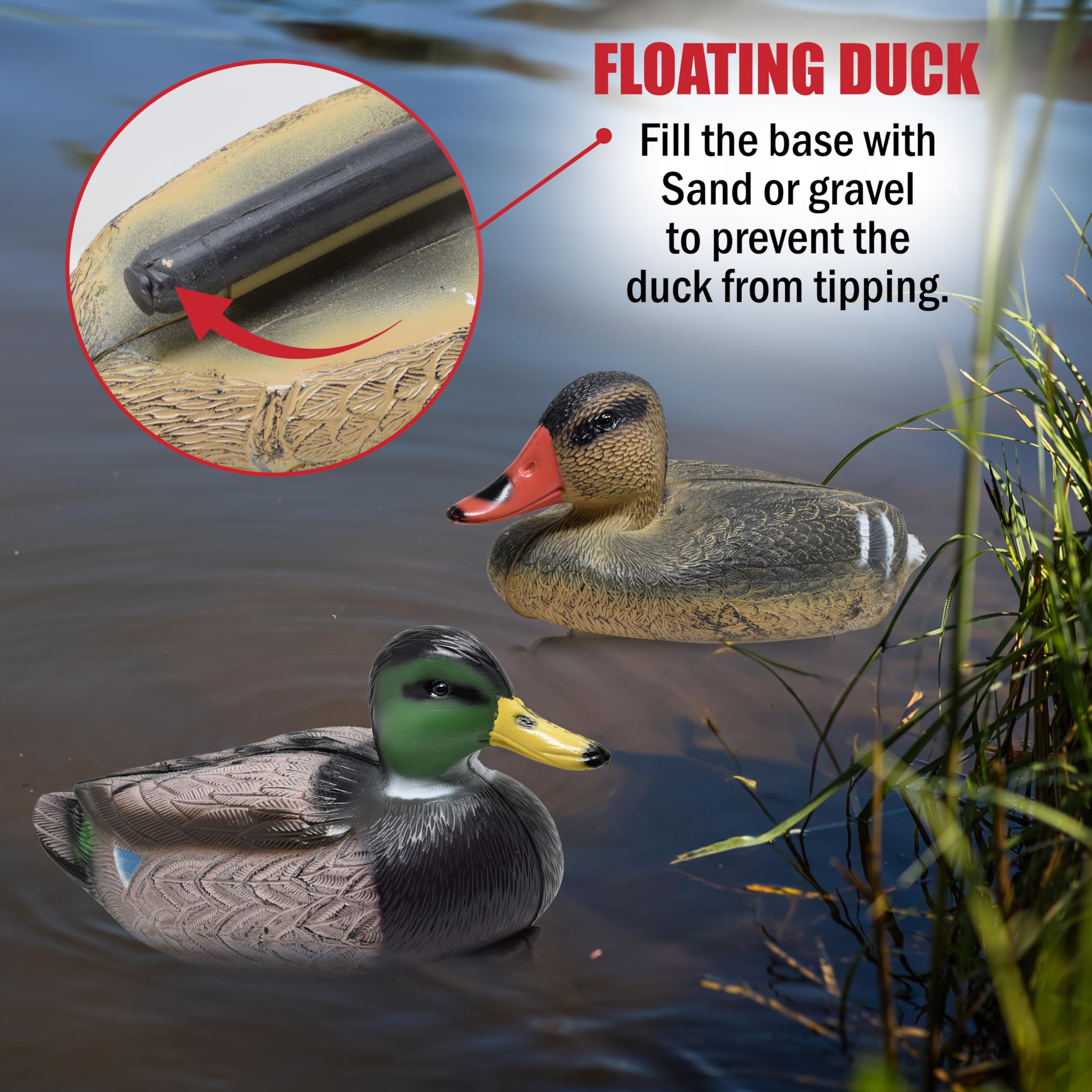 Señuelos de pato para caza | Señuelo flotante de pato para piscina, estanque y lago [par de 2]