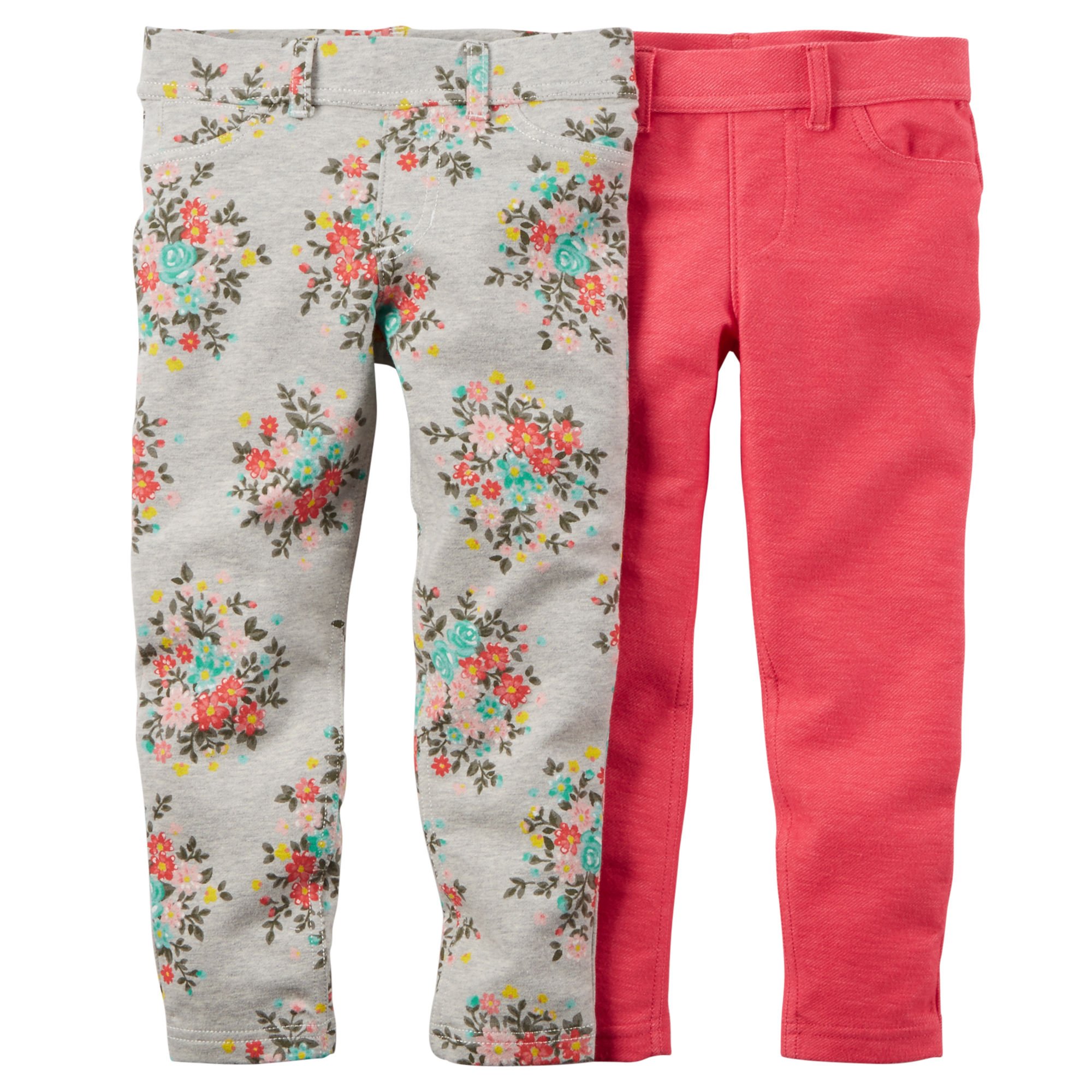 Carter's Baby Girls' 2-Pack Jeggings - Pink/Floral (24 Months)