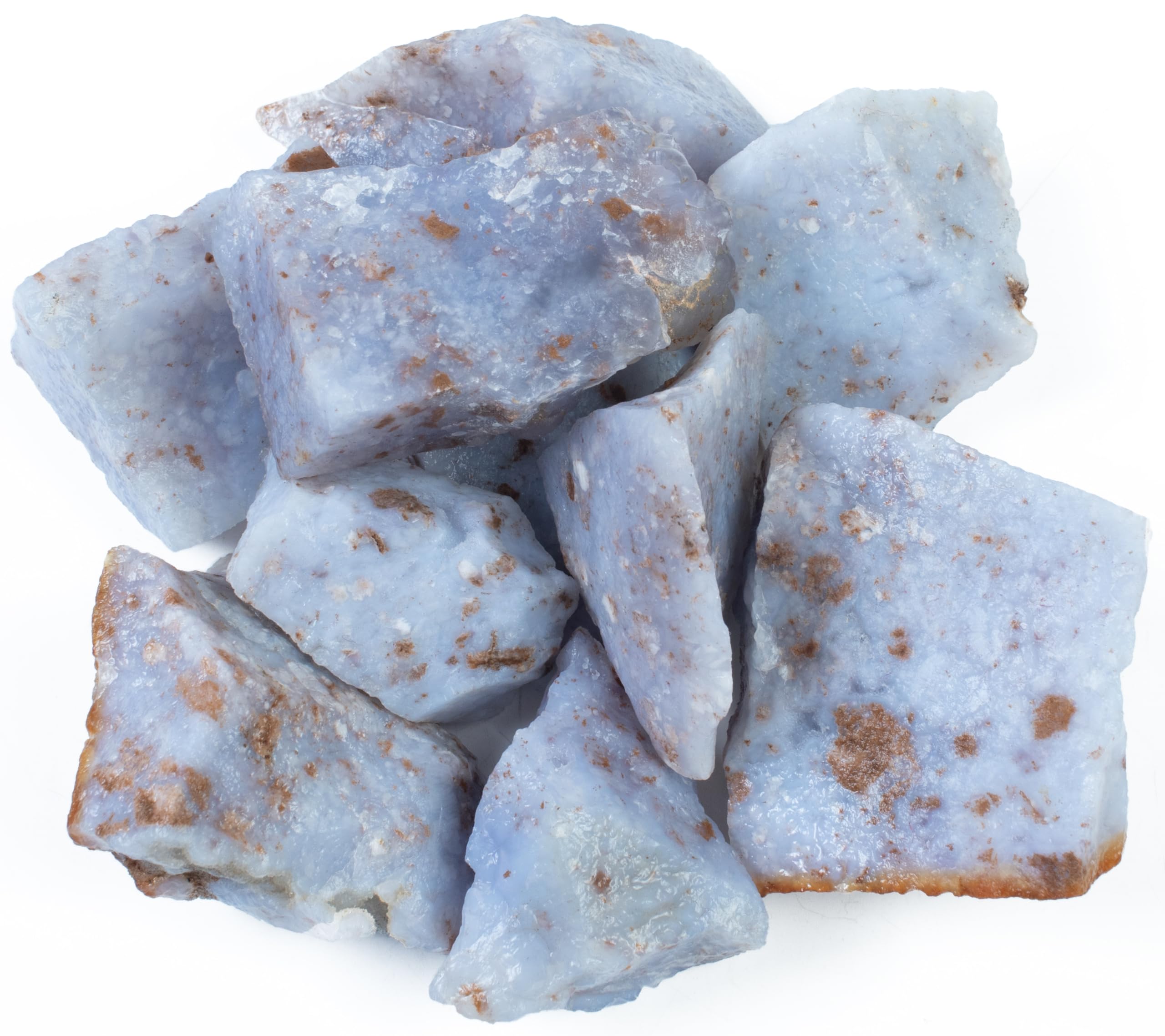 Photo 1 of Crocon 1LB Blue Chalcedony Rough Stones and Crystals Bulk - Raw Gemstone for Tumbling Cabbing Polishing Gem Mining Chakra Balancing Reiki Crystal Healing Good Luck Fountain Rocks Home Décor Gifts