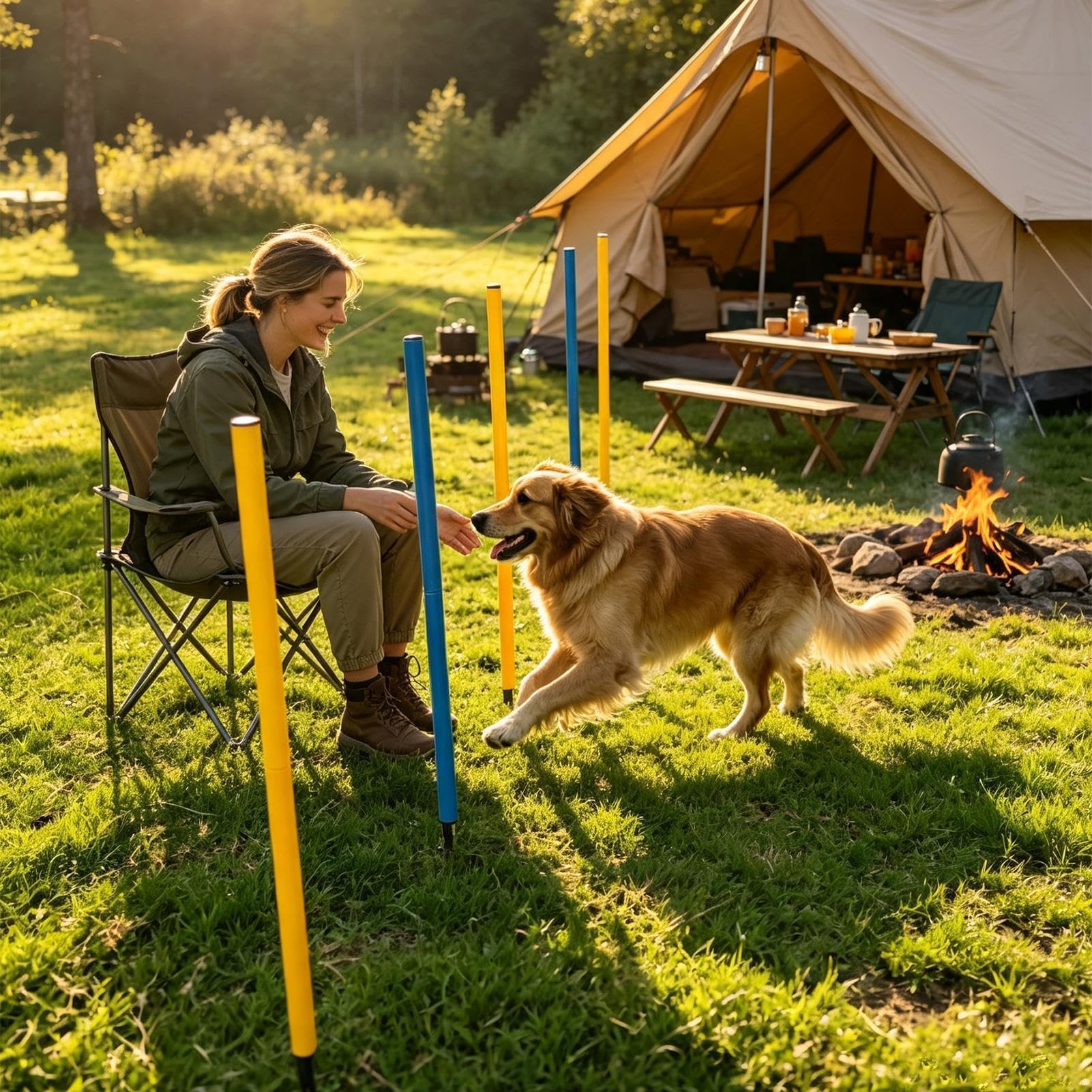 Hunde-Slalomstangen 6 Stück Stabile Verstellbare Agility Slalomstangen