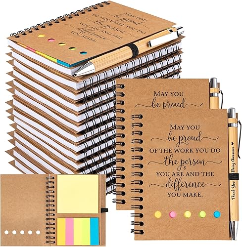 40 juegos de regalos de agradecimiento a los empleados, cuaderno inspirador en espiral con notas adhesivas, bolígrafos de bambú motivacionales, disponible en Yaxa Costa Rica
