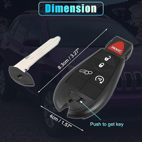 Miniatura 6 de X AUTOHAUX Llavero de repuesto para automóvil GQ4-53T 433Mhz para Jeep Cherokee 2014-2019 5 botones con llave de puerta