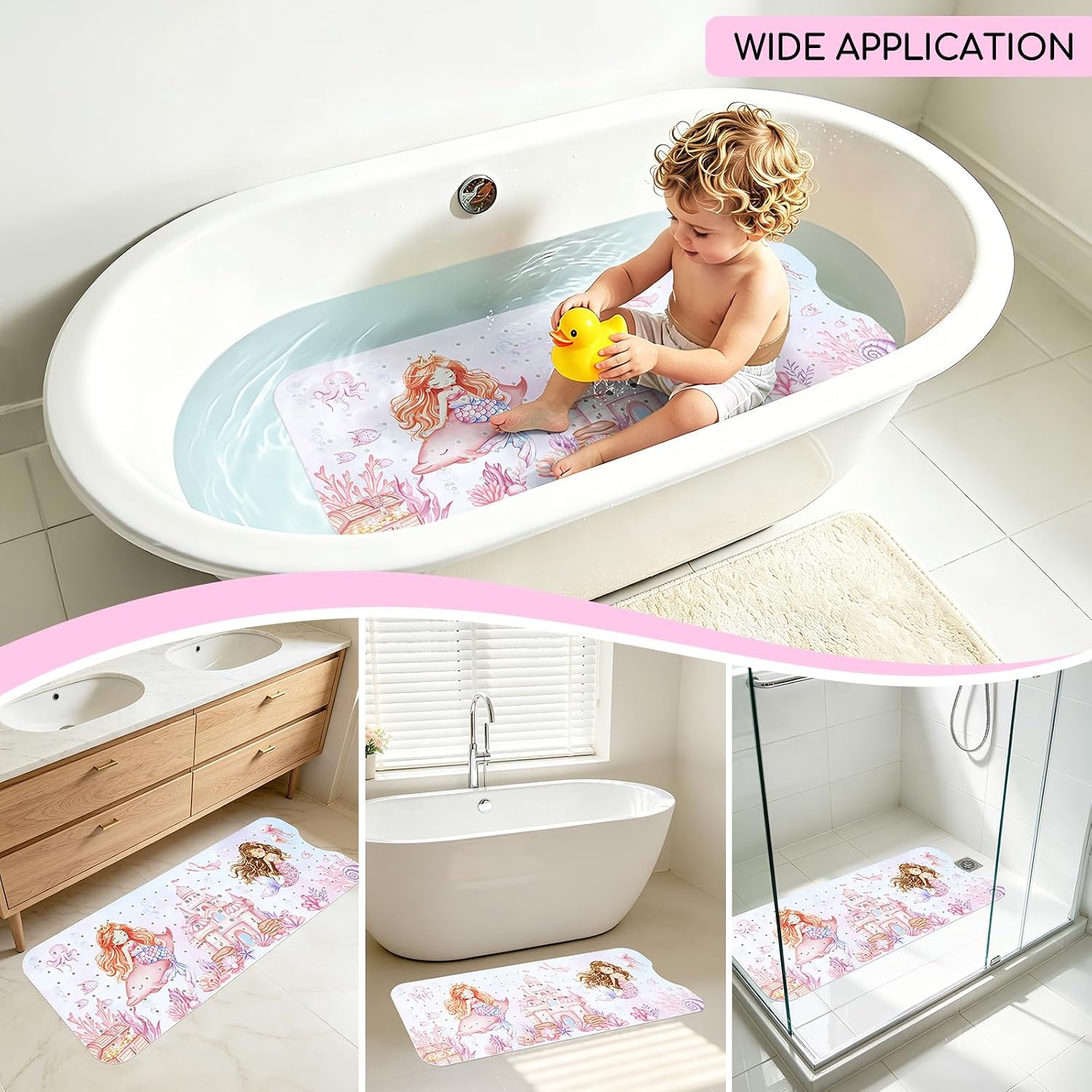 Baby Bathtub Mat Non Slip, Machine Washable, Mermaid