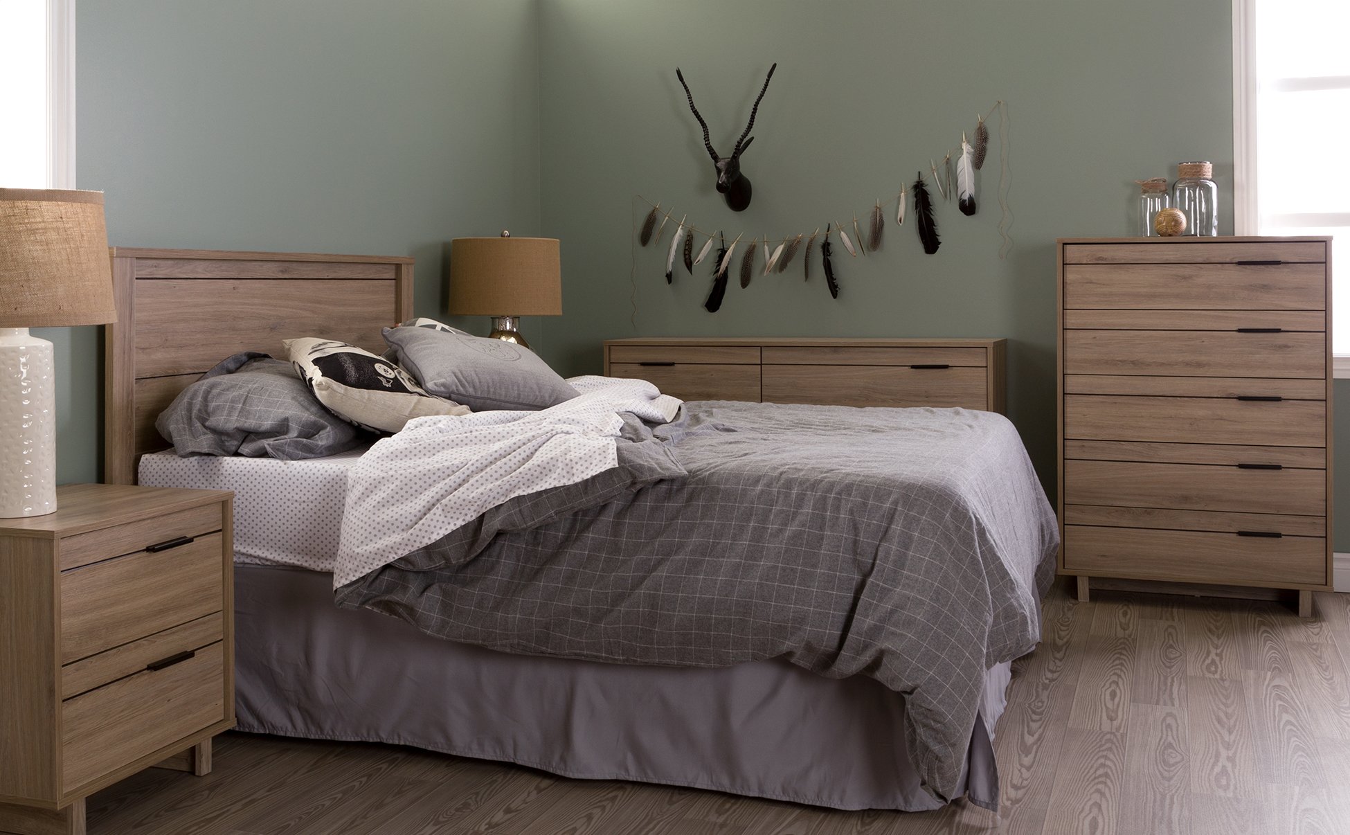 South Shore Fynn Headboard Rustic Oak, Contemporary