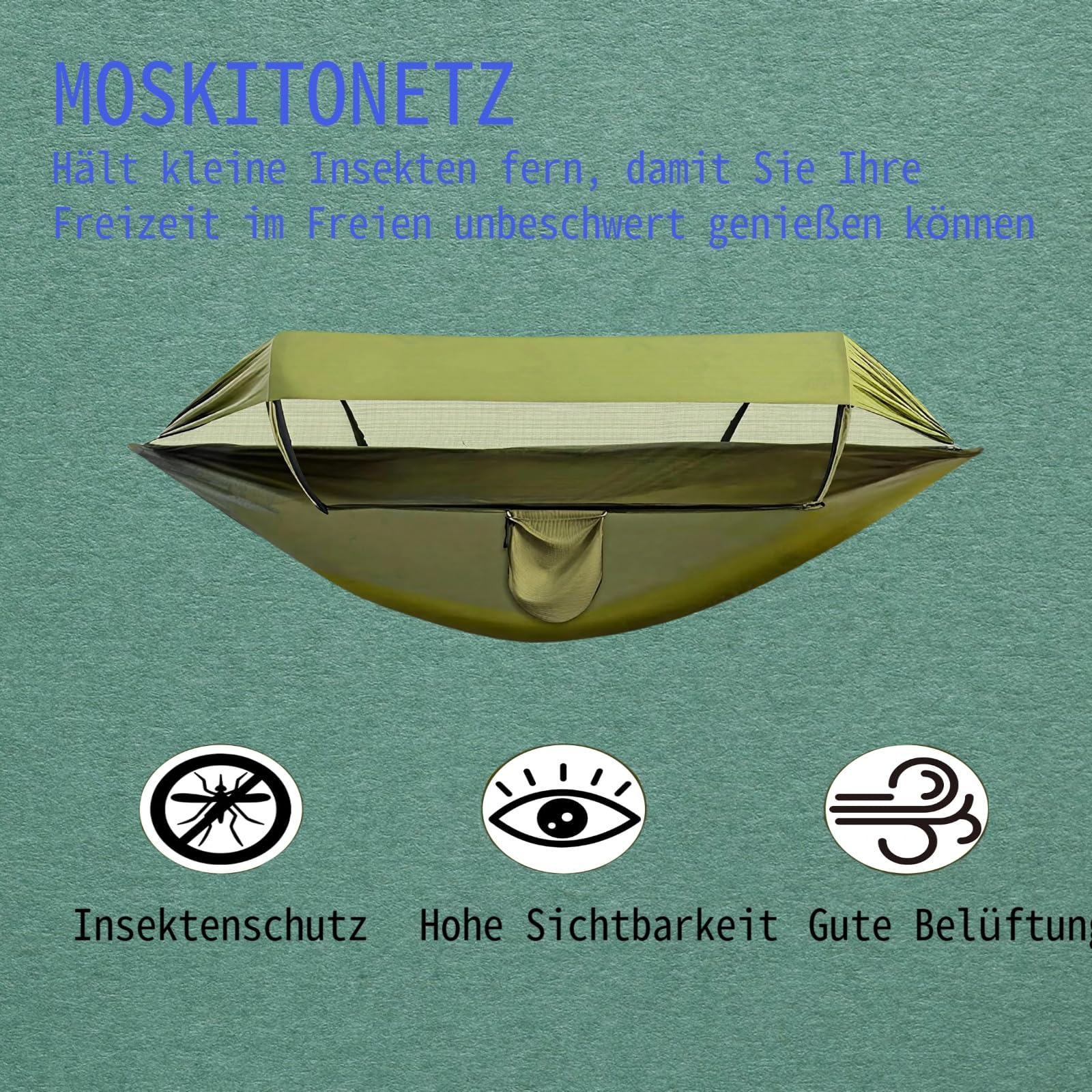 Hamac suspendu avec moustiquaire, protection solaire, moustiquaire, tapis suspendu, pour extérieur, avec moustiquaire, tapis suspendu, ultra léger, avec moustiquaire, lit de camp avec moustiquaire