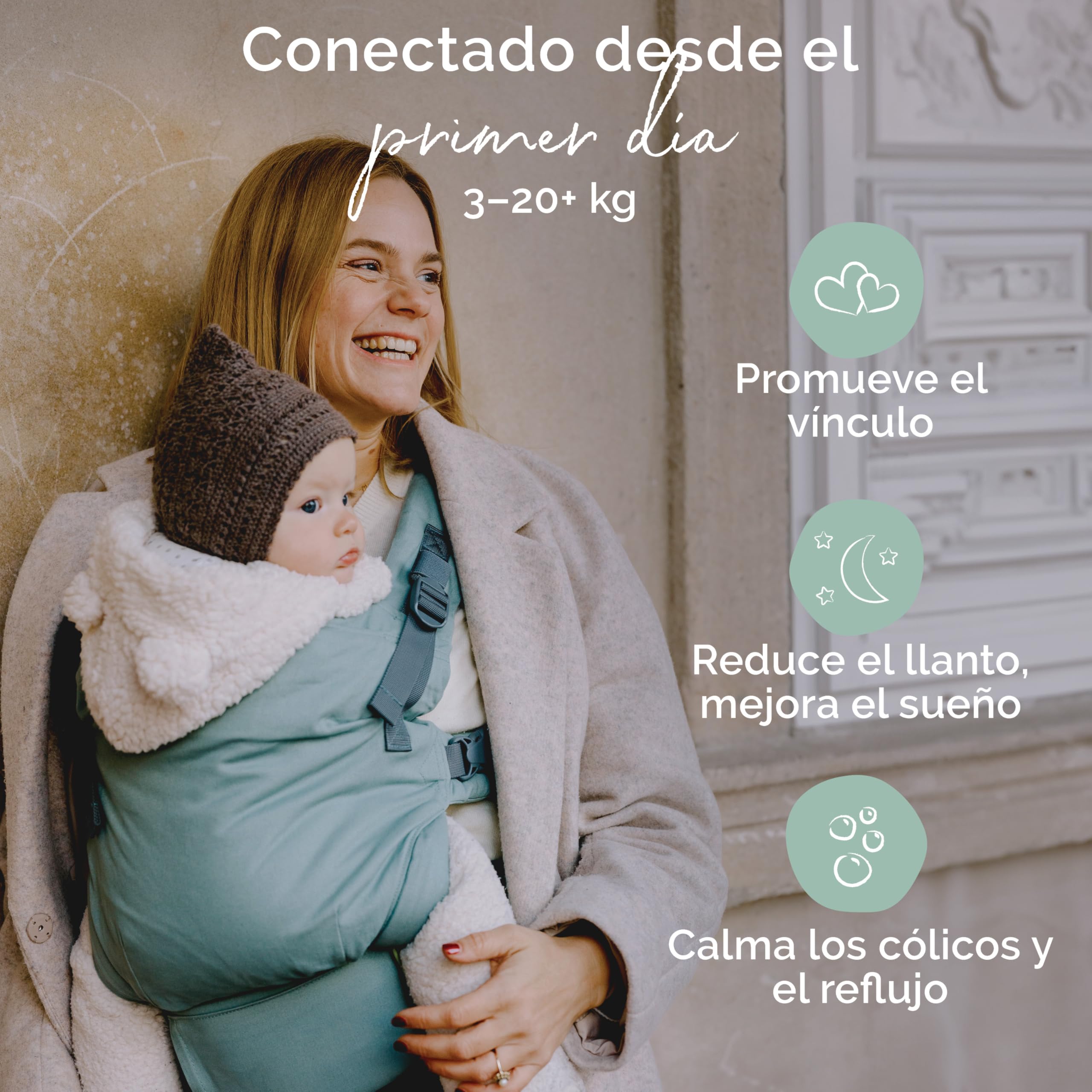 Boba X Mochila Portabebés Ergonómica - Ajustable de Bebé Recién Nacido a Niño - 2 en 1: Portabebé Delantero y Mochila de Porteo a la Espalda con Tirantes Cruzados (3-20 kg) - Sea Mist — view 2