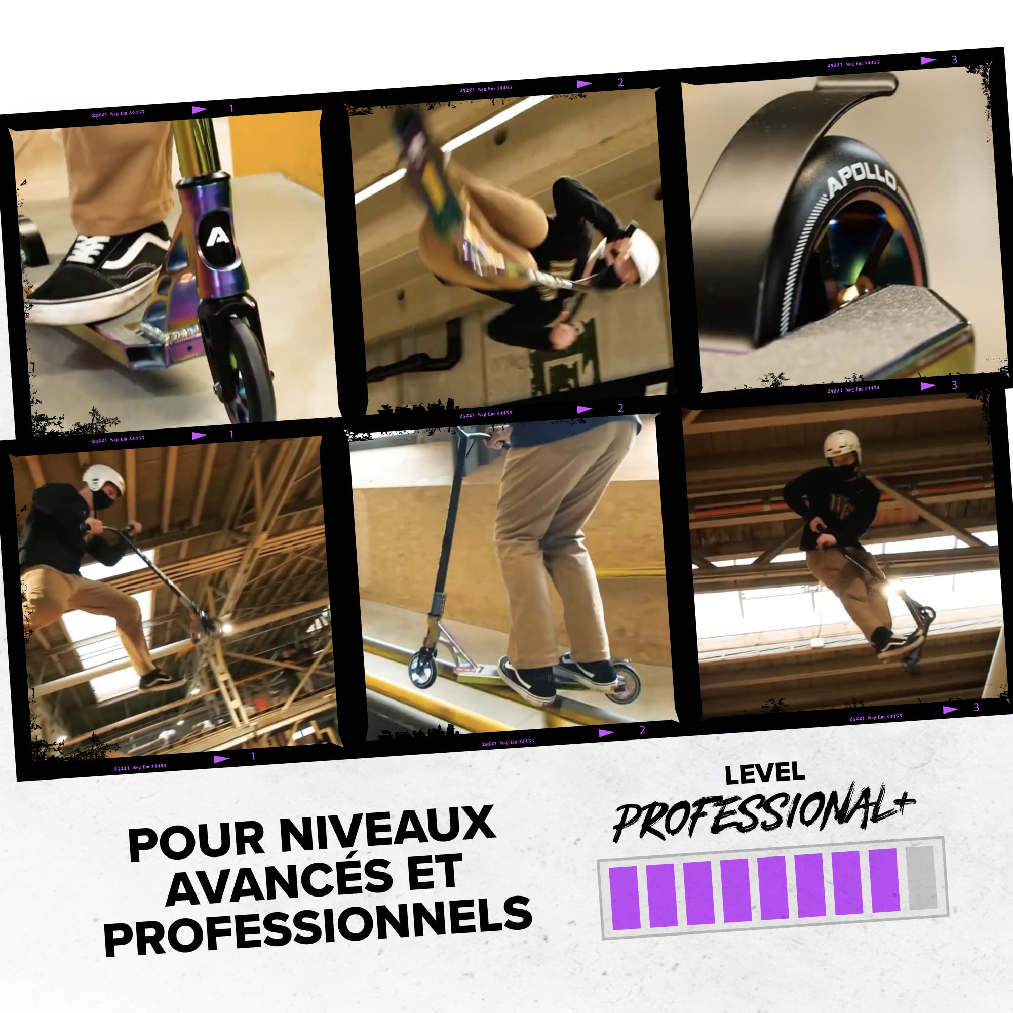 Apollo Trotinette Adulte Genesis Pro - Trottinette de Cascade Pro Robuste avec Roulements à Billes ABEC 9, Trottinette de Saut, Trottinette de Démonstration, Trotinette Freestyle