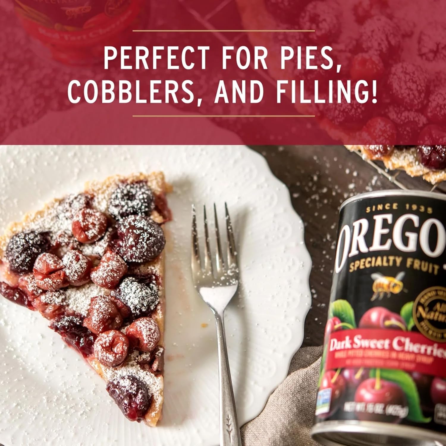 Oregon Specialty Fruit, Dark Sweet Cherries, Pitted, All-Natural,15 Ounce (Pack of 3)