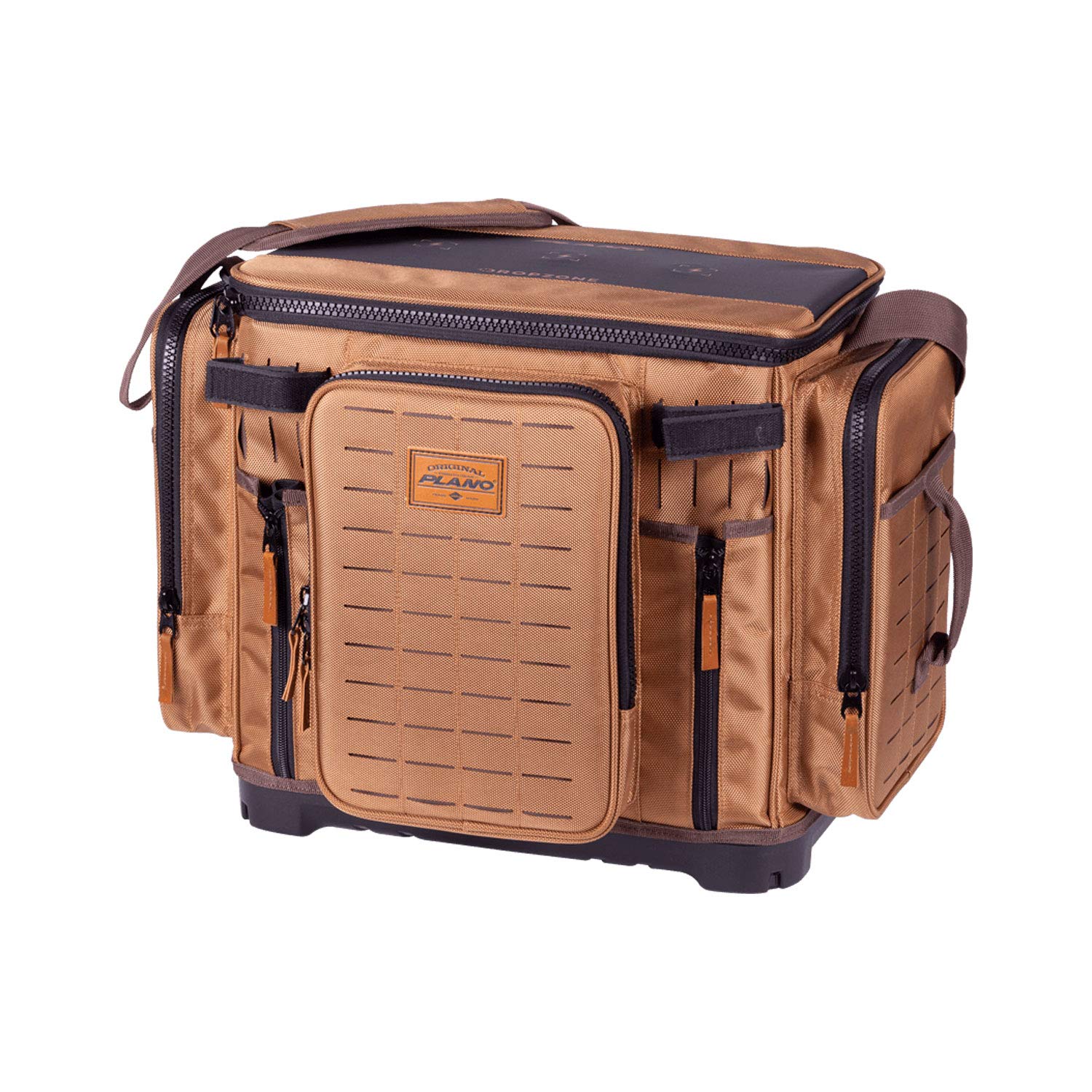 PlanoGuide Series Tackle Bag | Premium Tackle Storage with No Slip Base and Included stows, Khaki with Brown and Black Trim