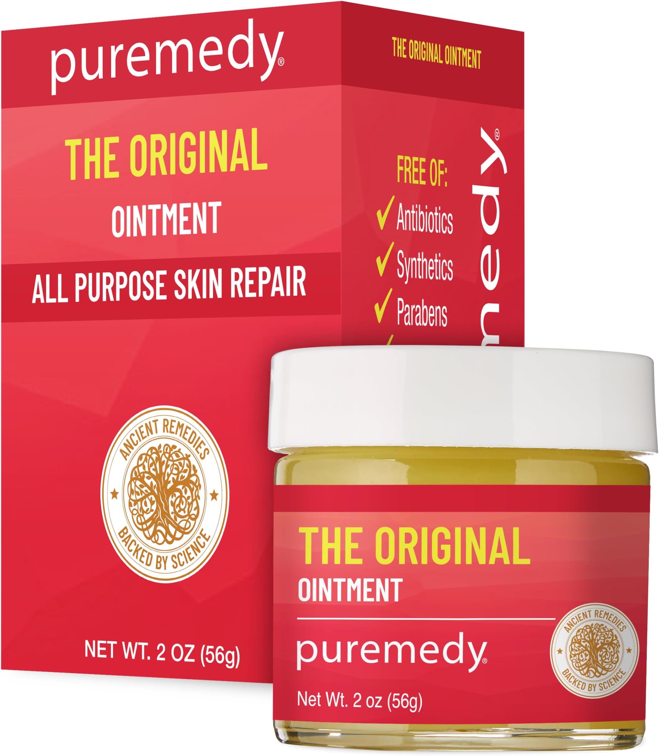 Puremedy Original Healing Ointment Homeopathic All Natural First Aid Salve for Wounds Burns Cuts Bug Bites Bed Sores Itching Swelling Safe for Adults & Kids, FSA - 2 oz