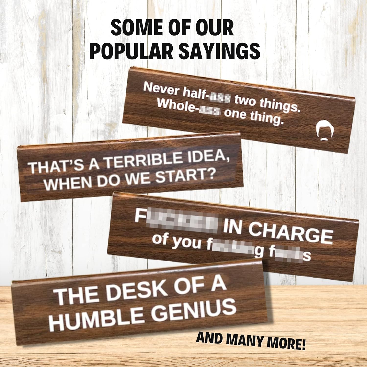 FUCKER IN CHARGE Double Sided Tented Funny Desk Sign | Coworker Gift Custom Engraved Desk Name Plate | Boss Gag Gift for Work | Funny Customizable Office Sign