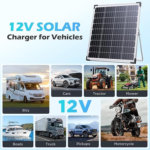 Miniatura 8 de Cargador de batería solar de 20 W y 12 voltios, cargador de batería solar con controlador de carga + soporte de montaje ajustable de 360, kit de