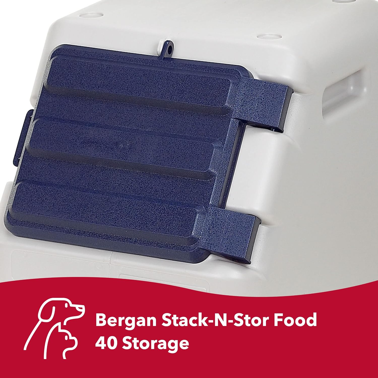 Bergan Stack-n-Stor - Stackable Outdoor and Indoor Pet Food Storage Container - Beige and Navy - 9 gal - Small