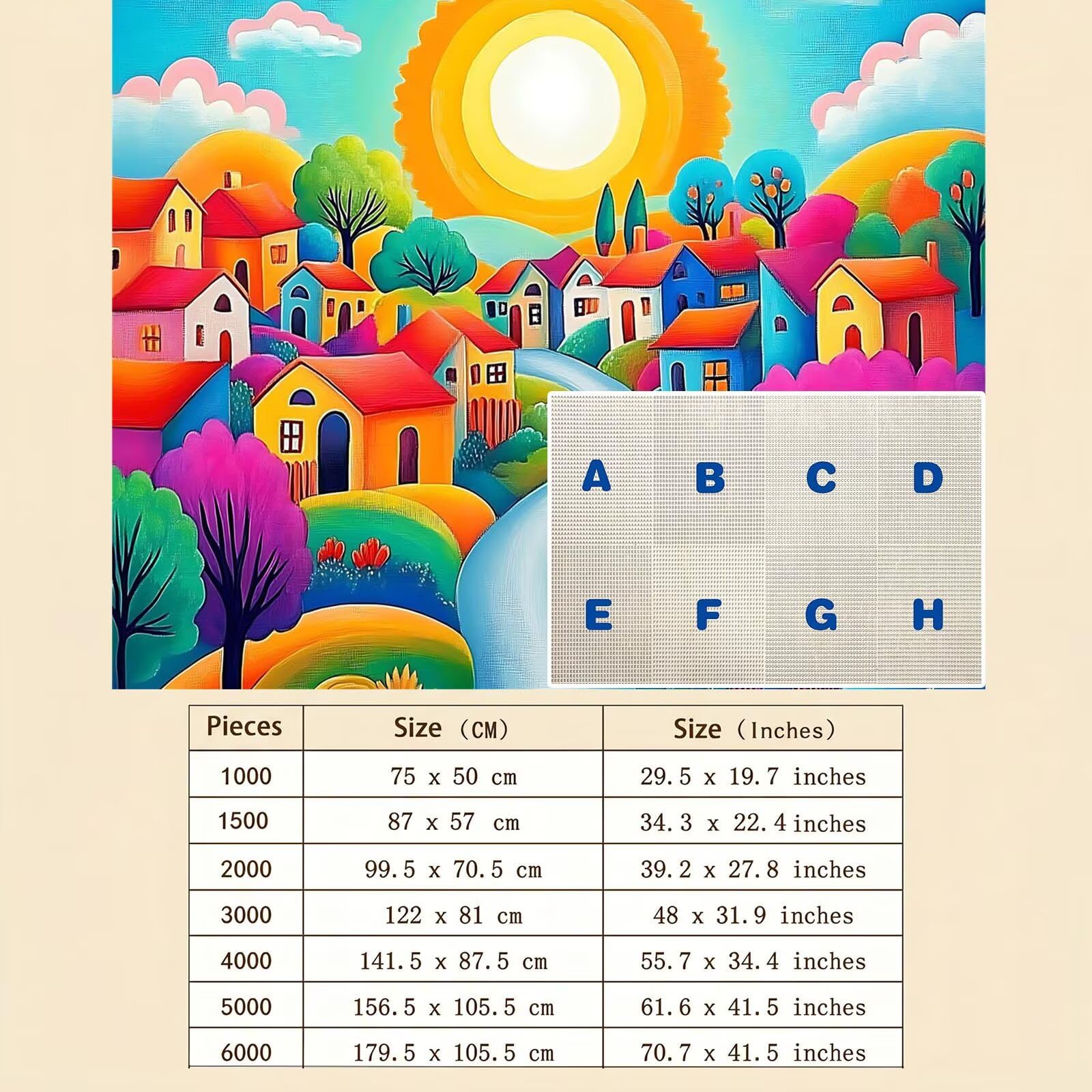 Paysage Dessin animé Puzzle 6000 Pièces pour Adultes, Format 179 x 105 cm, Challenge Casse-Tête de Famille, Loisirs Créatifs et Relaxation, Pièces Robustes avec Lettres au Dos, Décor Murale f0-523