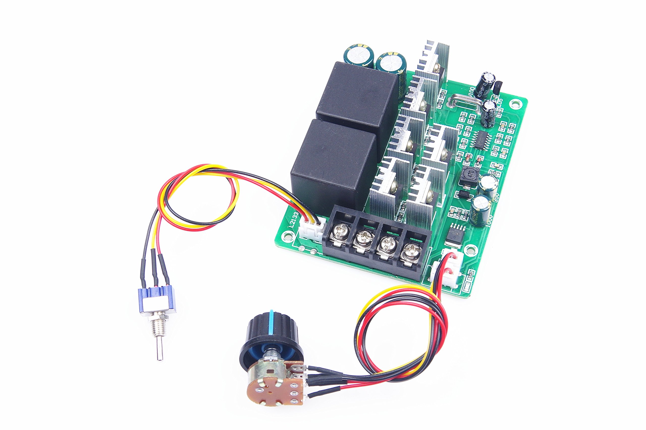 KNACRO DC Motor Speed Governor DC 12V 24V 36V (10-55V) 40A Forward/Stop/Reverse 2000W Max 0-100% Speed Range Pre-wired Models