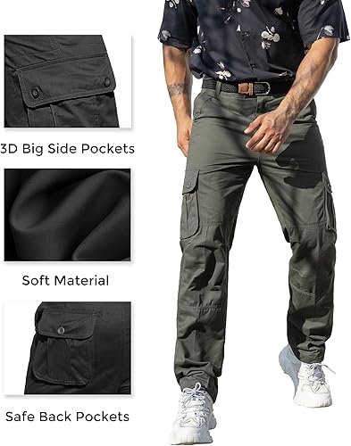 Miniatura 3 de GLESTORE Pantalones cargo para hombre ajuste relajado casual pantalones de trabajo algodón senderismo tácticos con bolsillos