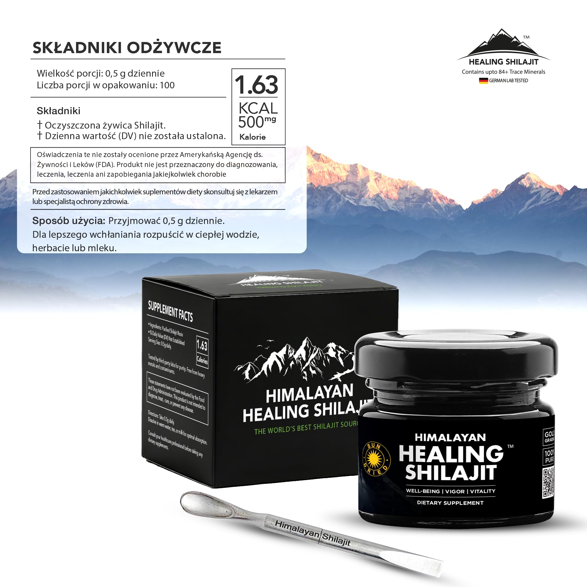 Czysta Żywica Shilajit Himalajska 50 g | Gold Grade | Kwas Fulwowy i Huminowy | 85+ Minerałów Śladowych | Suplement Diety
