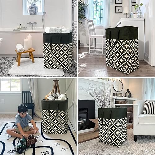 Miniatura 3 de CherryNow Cesta para ropa sucia, 75 L, paquete de 2 cestas de ropa sucia, plegable, bohemio, impermeable, con asas largas, para dormitorio, baño,