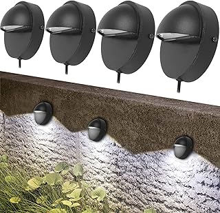 QACA Recessed LED Deck Lighting Kits Φ3.94" Large Size DC12V Low Voltage Waterproof IP 65 in Ground Lights for Steps,Stair,Patio,Floor,Pool Deck,Kitchen,Outdoor Landscape Lighting(Cool White,4pcs)