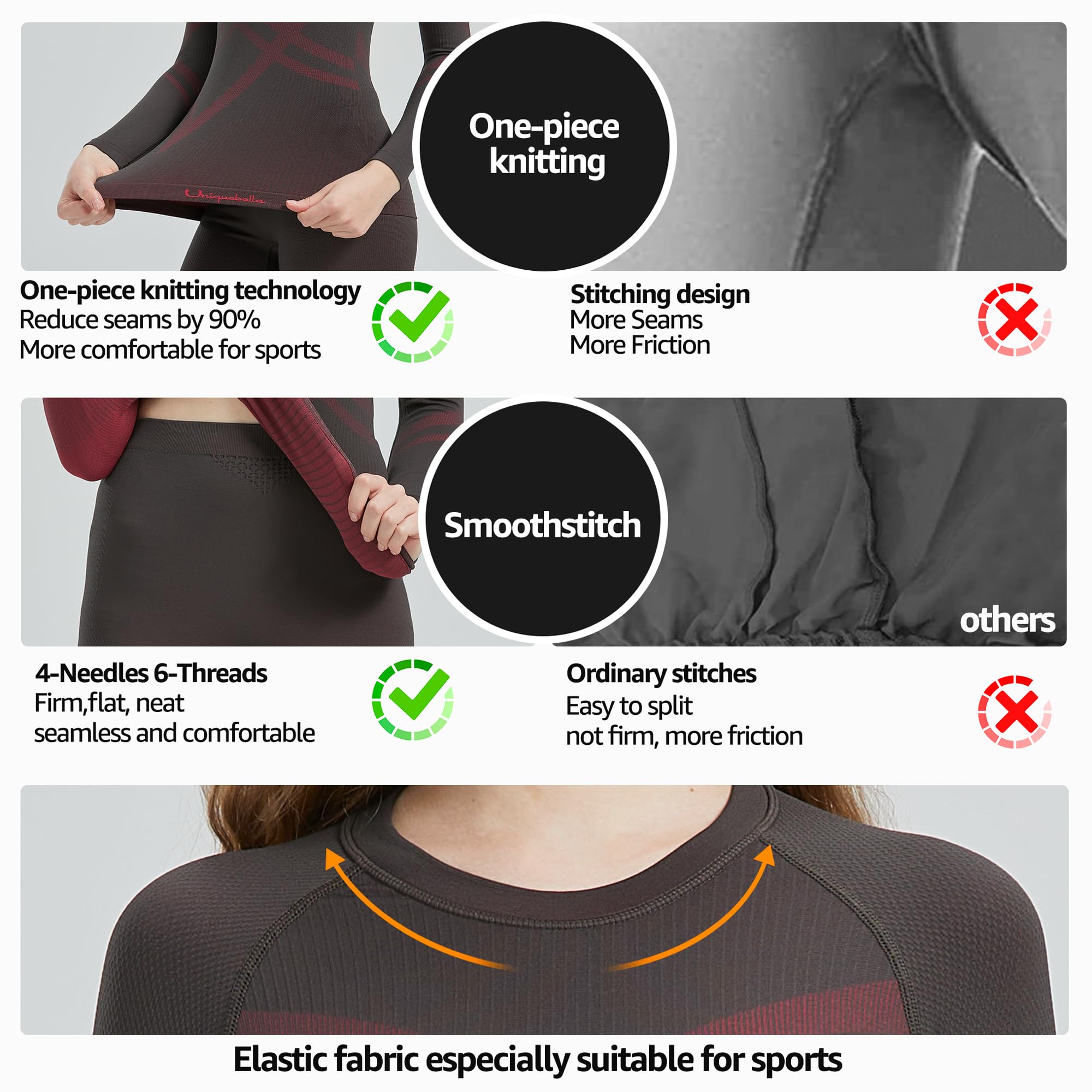 UNIQUEBELLA Conjunto de Ropa Interior térmica para Mujer Extra cálida Capa Base de Manga Larga para el frío Invierno, Deportes Extremos esquí, Senderismo…