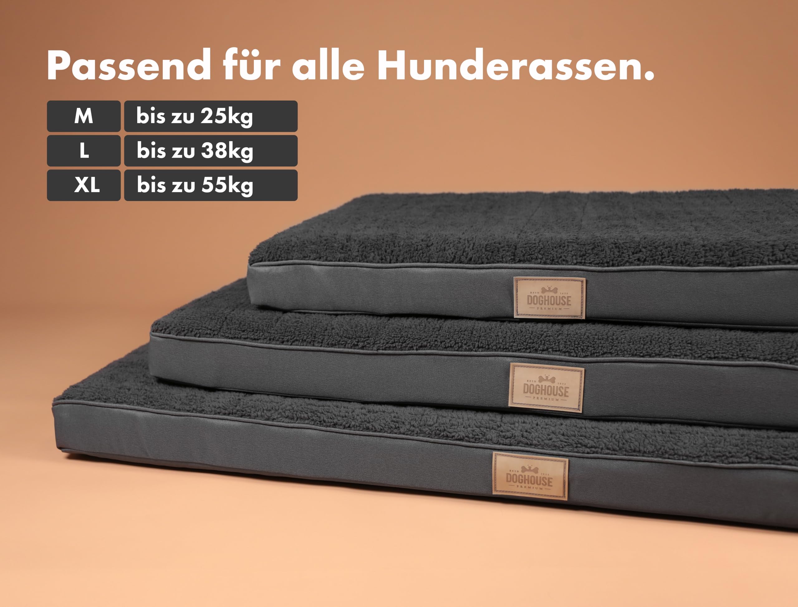Hundebett L 100x65x9cm für mittelgrosse Hunde – Orthopädisch, Waschbar, Hundematratze Hundekissen flauschig, Anthrazit ergonomisch