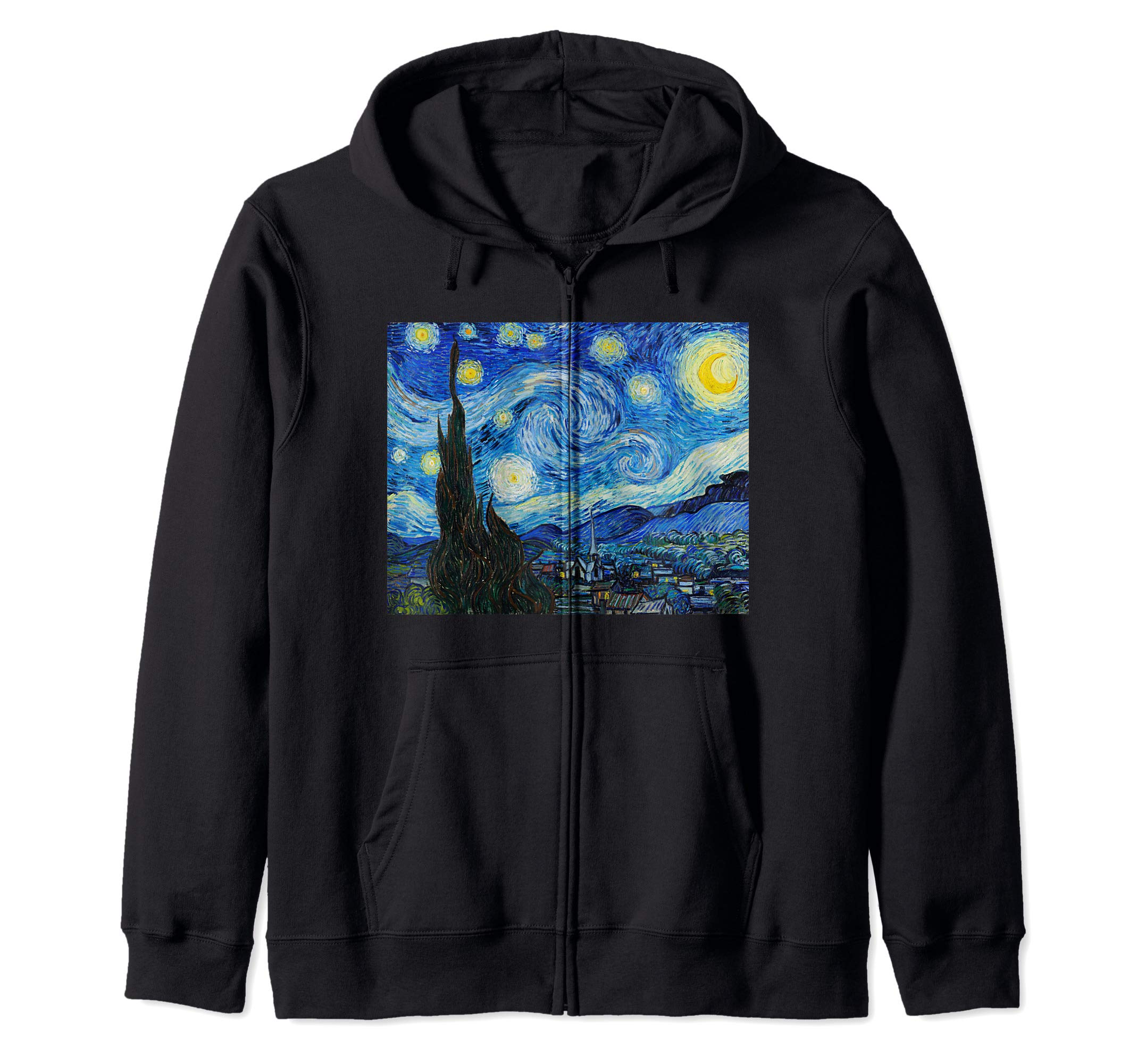 Starry Night Vincent van Gogh Fine Art Painting Zip Hoodie