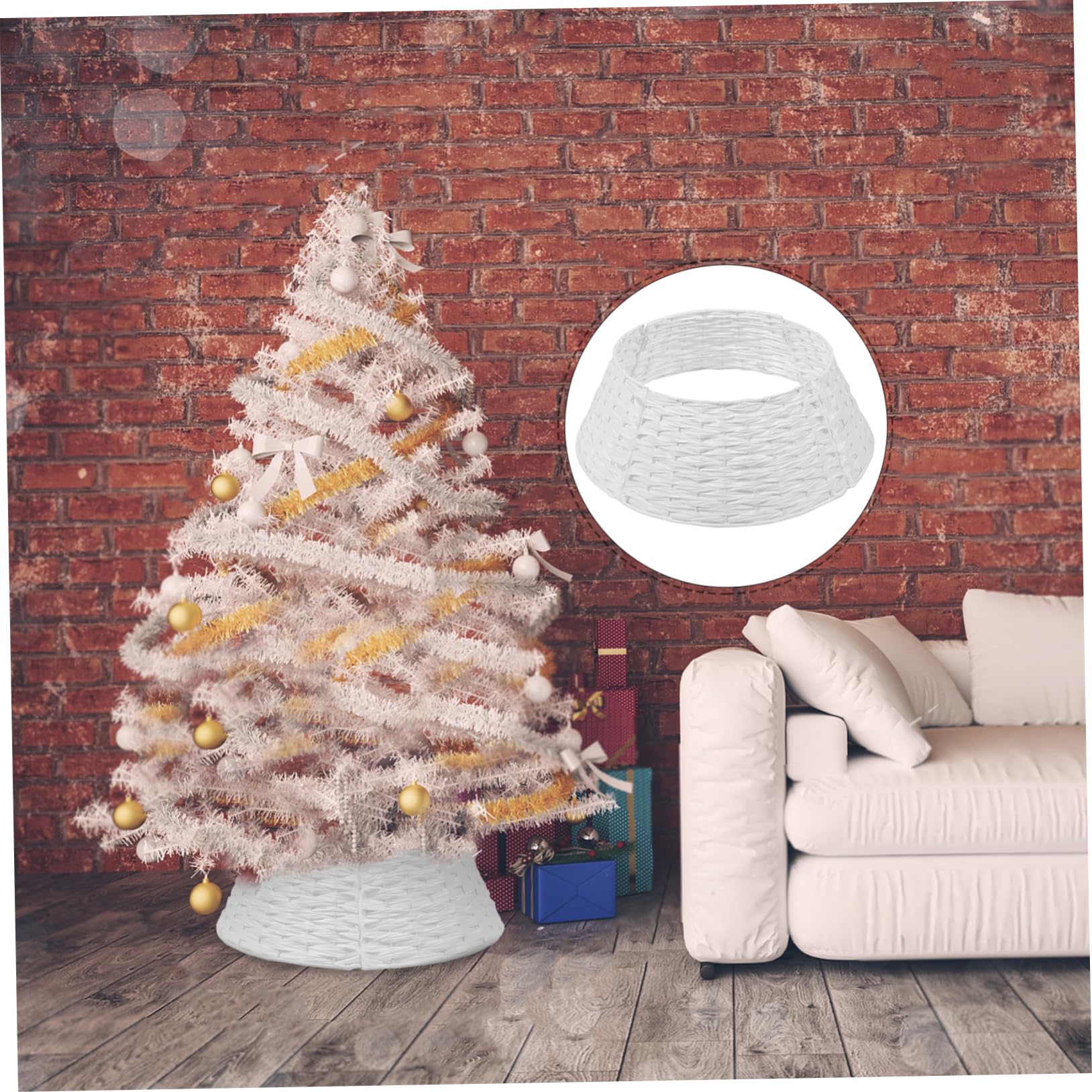 Collare Per Albero Di Natale Intrecciato a Mano in Materiale Sintetico Riutilizzabile, Gonna Rustica Per Base Dell'albero, Decorazioni Natalizie Per Casa, Bar e Hotel, Facile Da Installare