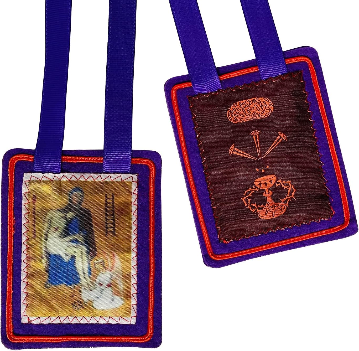 Scapulars Catholic,Purple Scapular of Benediction and Protection, Escapularios Catolicos, Handmade Scapulars Catholic Necklace Gift for First Holy Communion or Confirmation