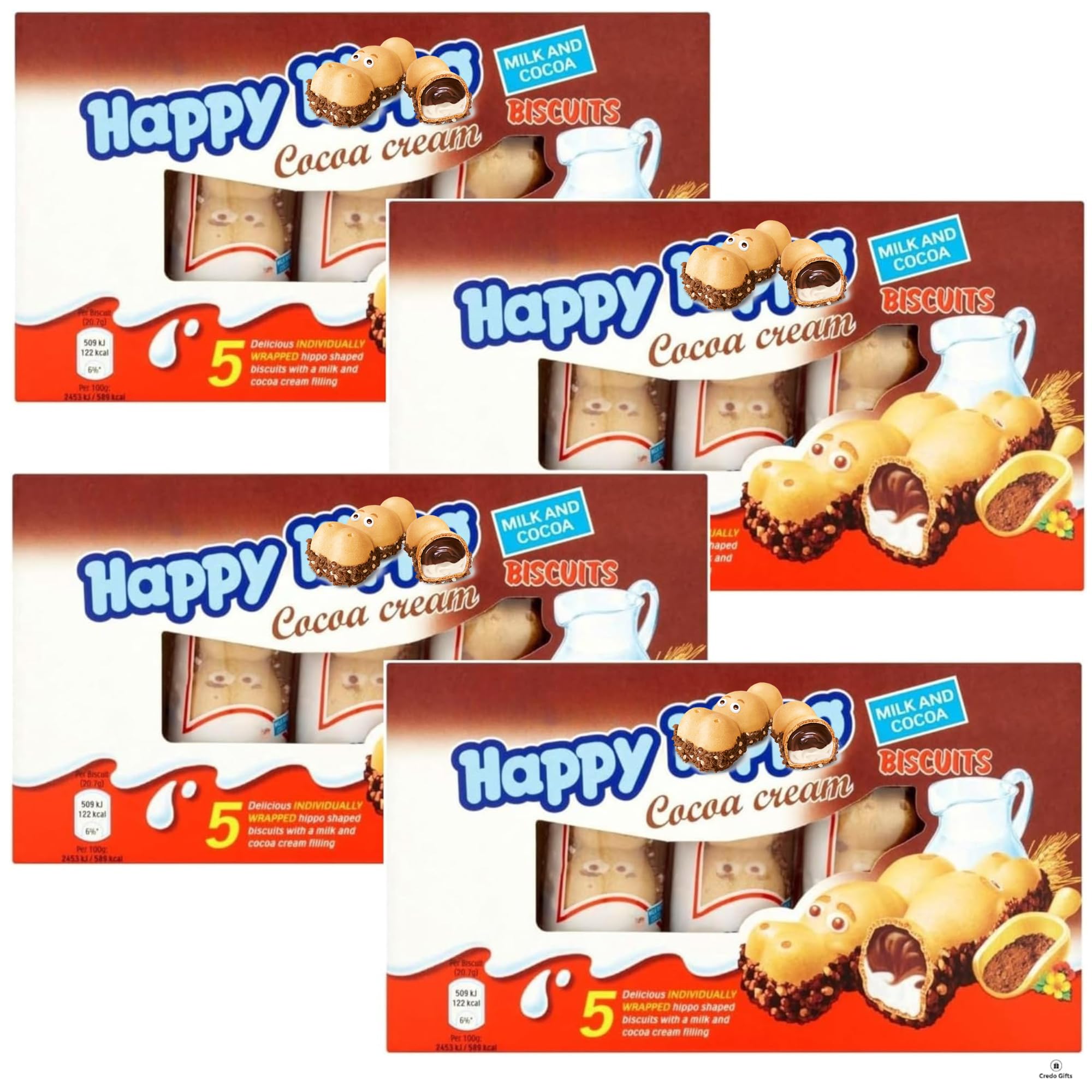Cocoa Cream Biscuit Bundle With Happy Hippo Cocoa Cream 5x103.5g (4 Pack)