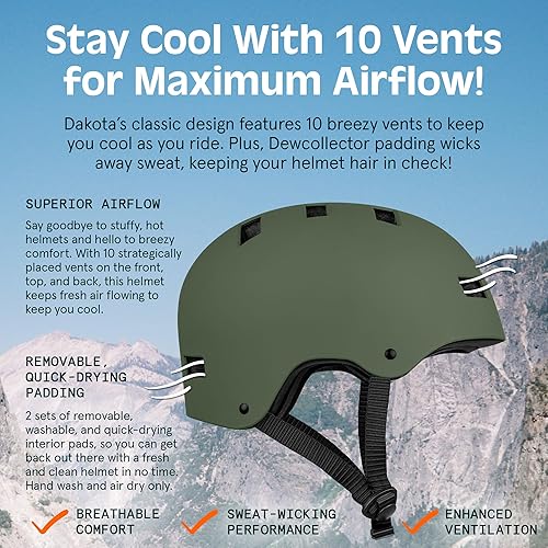 Miniatura 4 de Retrospec Dakota Adult Bike Helmet for Men & Women - Multi-Sport Protection with ABS Shell, EPS Foam, 10 Vents & Removable Washable Padding for BMX