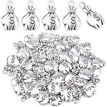 50pcs Antique Silver US Dollar Sign Charms Alloy Money Bag Dangle Pendants Jewelry Charms Accessories for DIY Necklace Bracelet Crafts Decoration