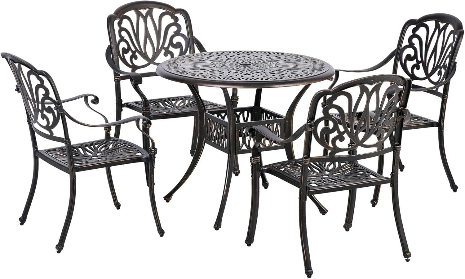 Outsunny 5 Pieces Outdoor Furniture Dining Set for 4, All
