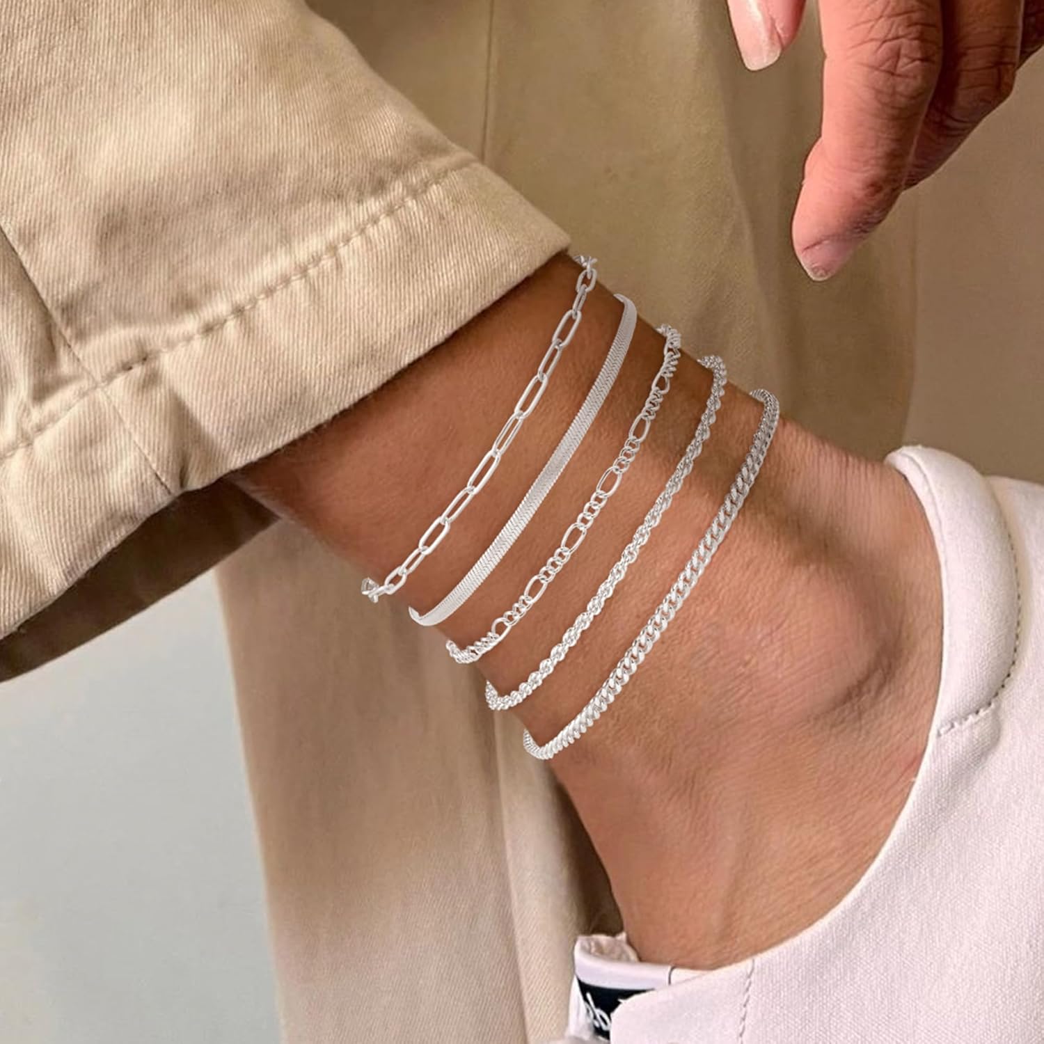 Gold/Silver Plated Anklet Bracelets for Women Waterproof Plus Size Cuban Link Chain Ankle Bracelet for Large Ankle 9-12inch - Image 4