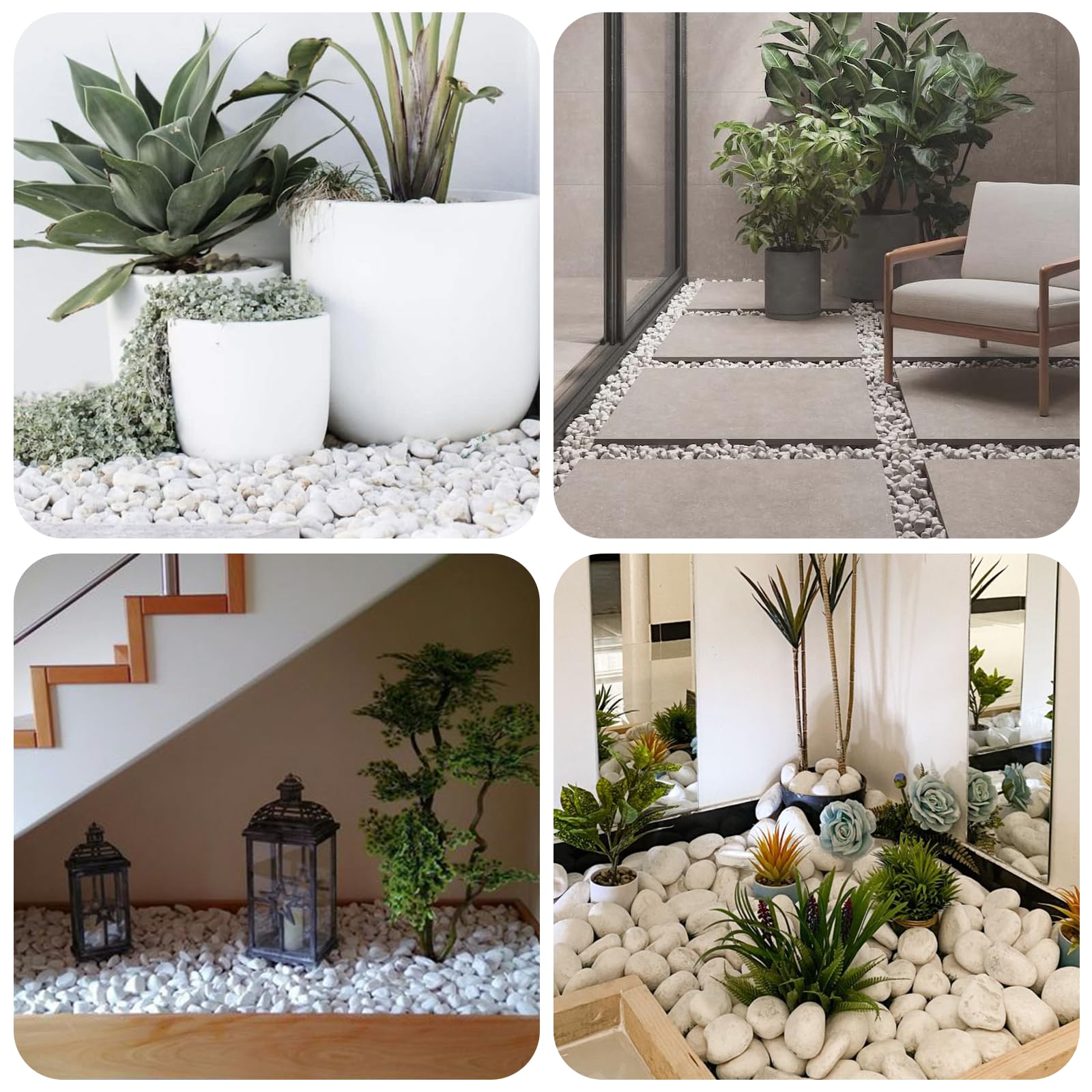 Weiße Steine für Landschaftsbau, 9 kg Flussfelsen für Gartenlandschaftsbau, 3,5 - 5,1 cm Kieselsteine für Zimmerpflanzen, dekorative weiße Steine, ideal für Aquarien, Vasen, Basteln