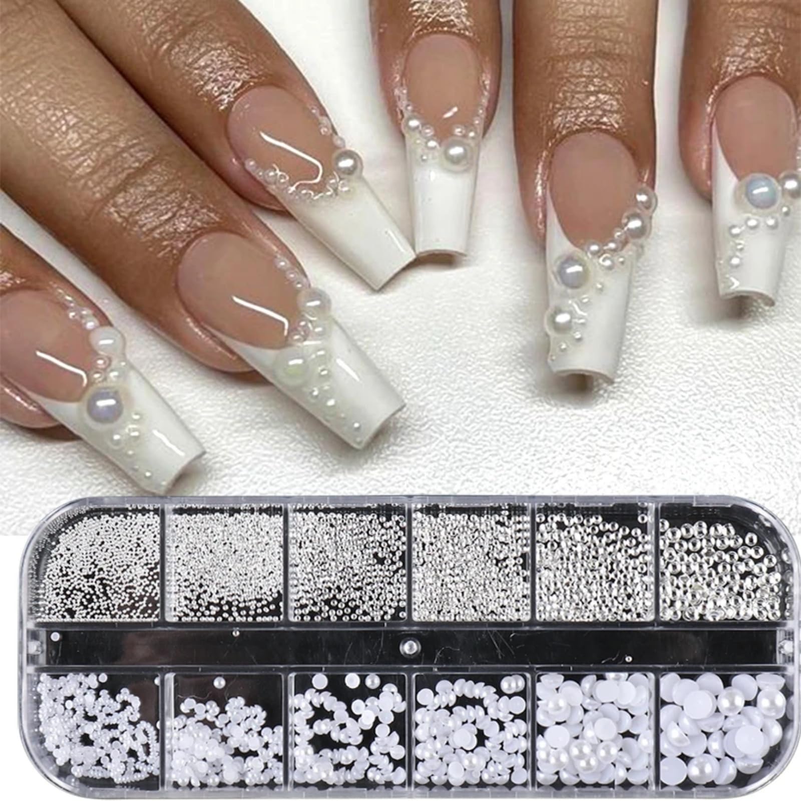 Sourcing Map 60g Perle E Strass Misti In Resina – Bianco, Dimensioni 3-10mm, Retro Piatto Per Fai Da Te