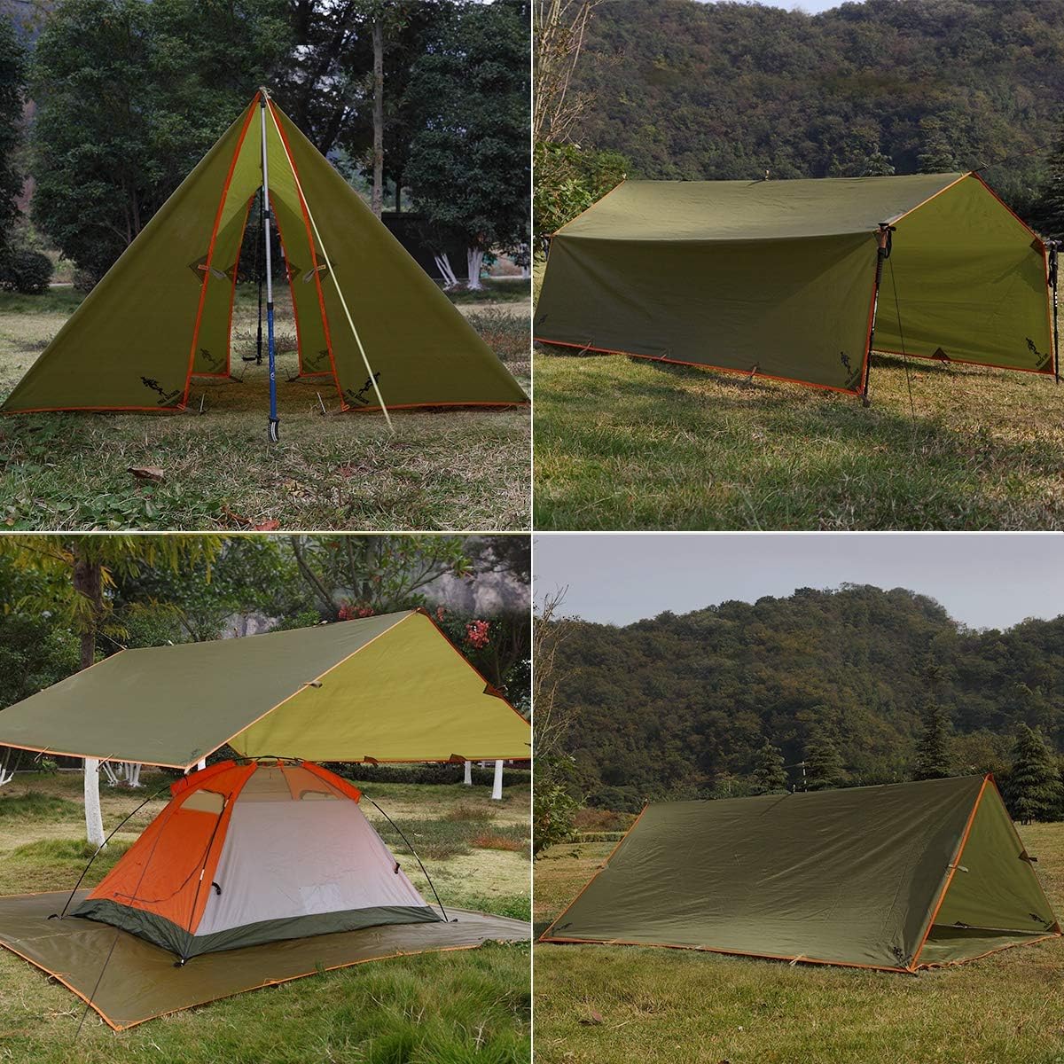 FREE SOLDIER Waterproof Portable Tarp Multifunctional Outdoor Camping Traveling Awning Backpacking Tarp Shelter Rain Tarp (Brown) : Sports & Outdoors