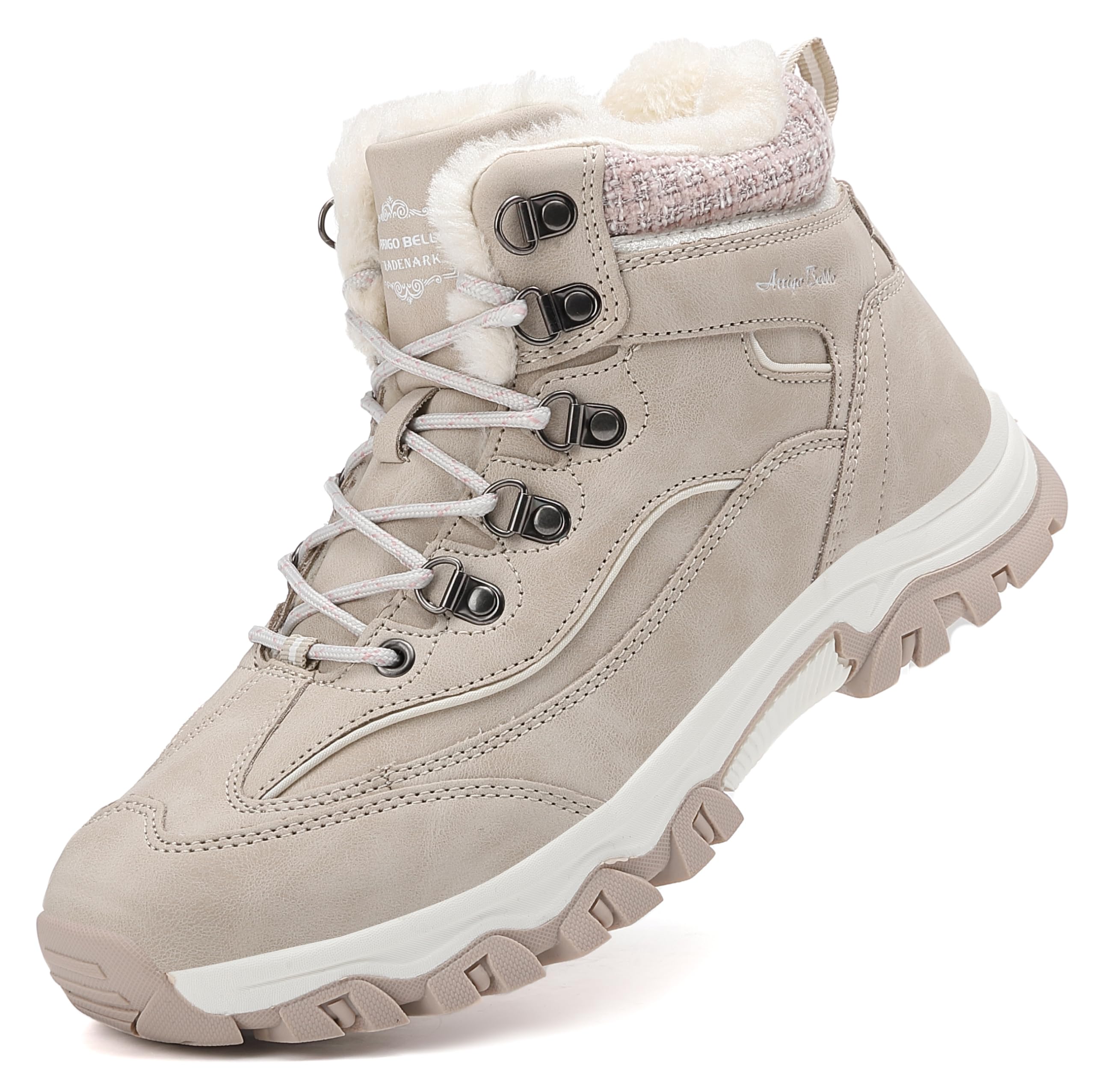 ARRIGO BELLO Donna Stivali da Neve Invernali Scarpe Allineato Pelliccia Caloroso Caviglia Piatto Stivaletti Sportive Boots Escursionismo 36-41