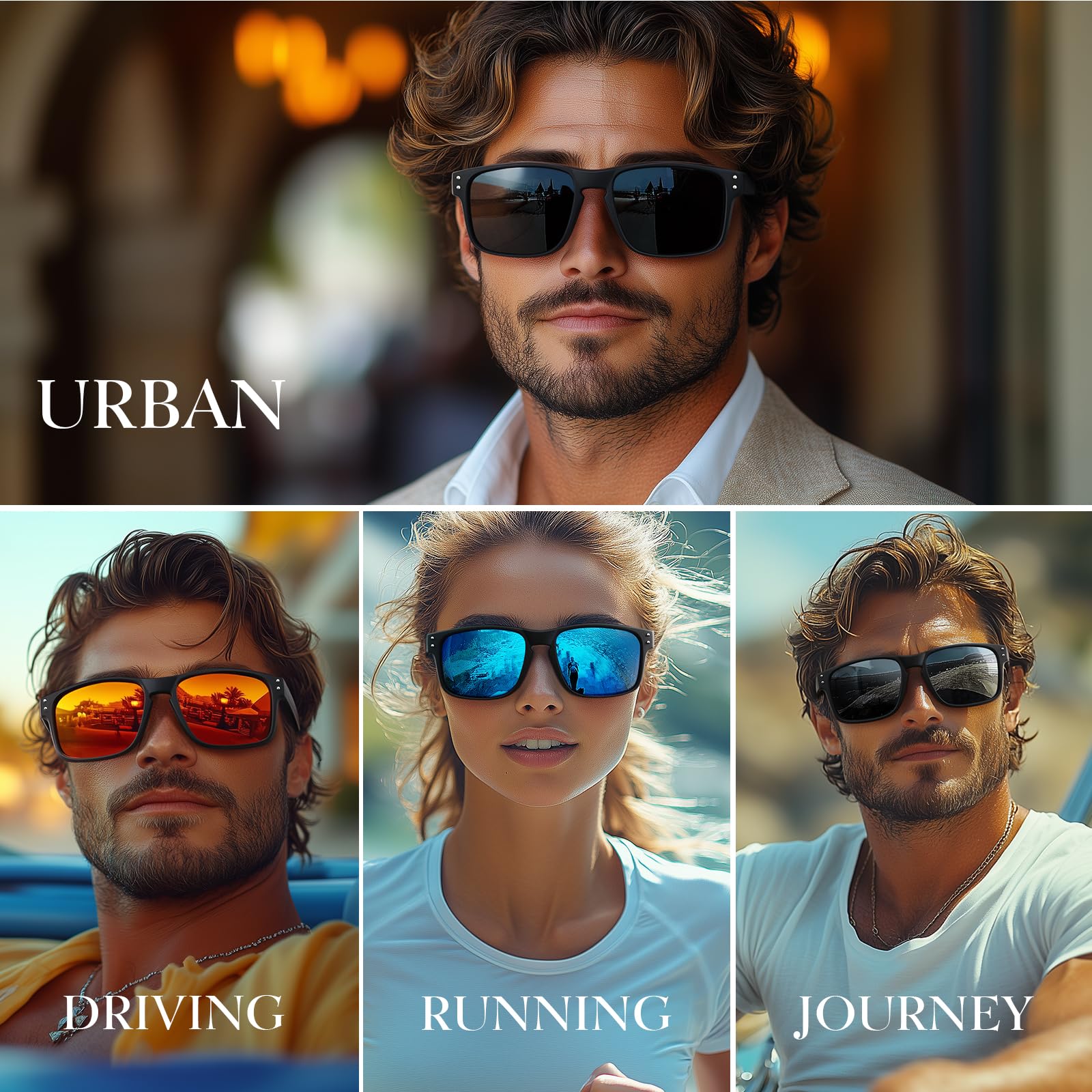 Occhiali da sole polarizzati per uomo e donna, classici occhiali da sole sportivi per guida, corsa, ciclismo, pesca, protezione UV400